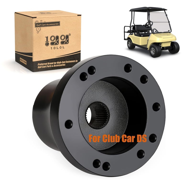 10L0L Golf Cart Steering Wheel Adapter Fits Club Car DS 5-6 Holes Golf Cart Steering Wheel - Black - Image 1